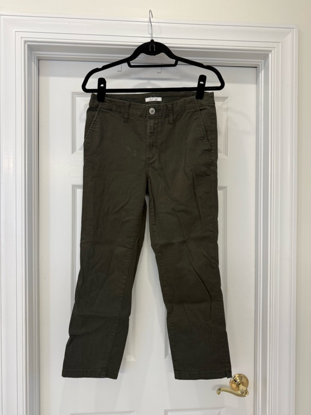 Olive Cropped Women's Pants - Casual Ankle Trousers